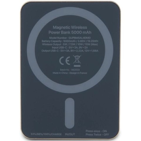 Powerbank indukcyjny Guess MagSafe 4G Strassed Metal Logo 15W 5000mAh - złoty