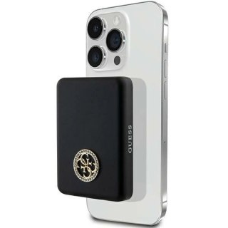 Powerbank indukcyjny Guess MagSafe 4G Strassed Metal Logo 5W 3000mAh - czarny