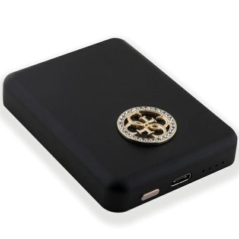 Powerbank indukcyjny Guess MagSafe 4G Strassed Metal Logo 5W 3000mAh - czarny Powerbank indukcyjny Guess MagSafe 4G Strassed Metal Logo 5W 3000mAh - czarny