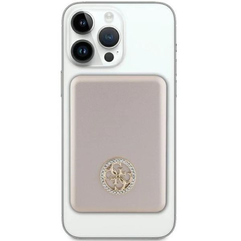 Powerbank indukcyjny Guess MagSafe 4G Strassed Metal Logo 5W 3000mAh - złoty