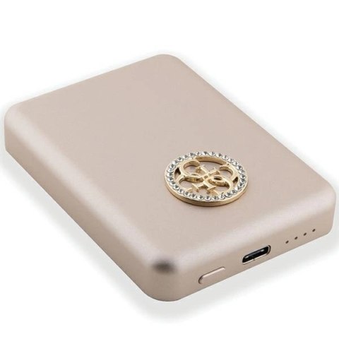 Powerbank indukcyjny Guess MagSafe 4G Strassed Metal Logo 5W 3000mAh - złoty