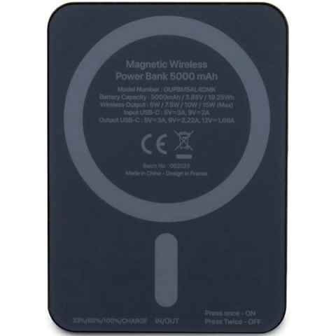 Powerbank indukcyjny Guess MagSafe Metal Script Logo 15W 5000mAh - czarny