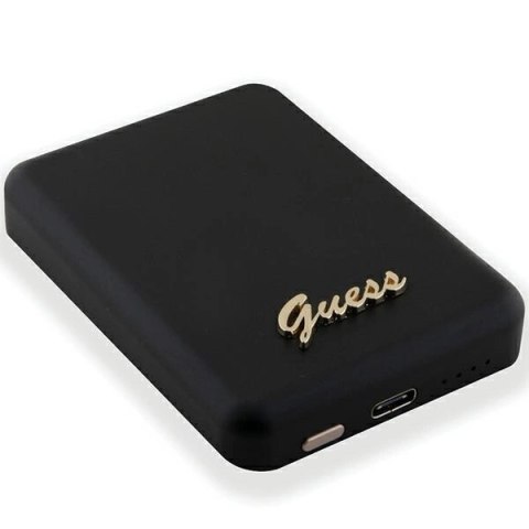 Powerbank indukcyjny Guess MagSafe Metal Script Logo 15W 5000mAh - czarny