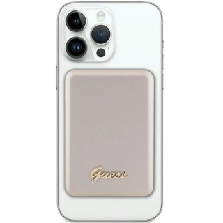 Powerbank indukcyjny Guess MagSafe Metal Script Logo 15W 5000mAh - złoty