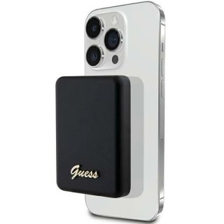 Powerbank indukcyjny Guess MagSafe Metal Script Logo 5W 3000mAh - czarny