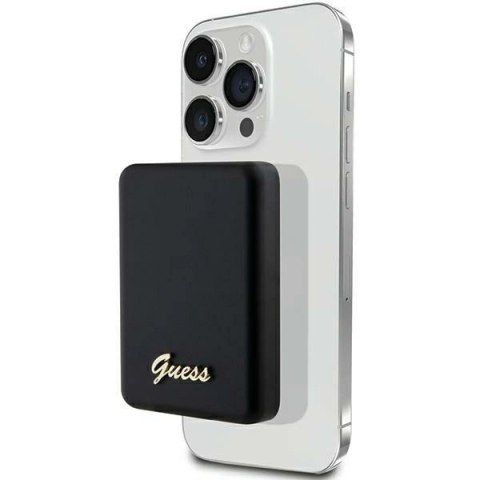 Powerbank indukcyjny Guess MagSafe Metal Script Logo 5W 3000mAh - czarny Powerbank indukcyjny Guess MagSafe Metal Script Logo 5W 3000mAh - czarny