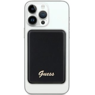 Powerbank indukcyjny Guess MagSafe Metal Script Logo 5W 3000mAh - czarny