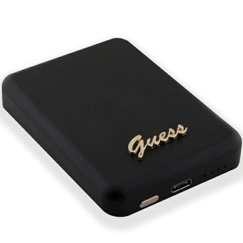 Powerbank indukcyjny Guess MagSafe Metal Script Logo 5W 3000mAh - czarny Powerbank indukcyjny Guess MagSafe Metal Script Logo 5W 3000mAh - czarny