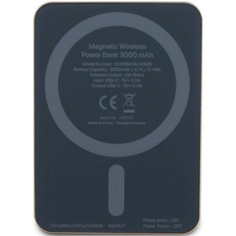 Powerbank indukcyjny Guess MagSafe Metal Script Logo 5W 3000mAh - złoty Powerbank indukcyjny Guess MagSafe Metal Script Logo 5W 3000mAh - złoty