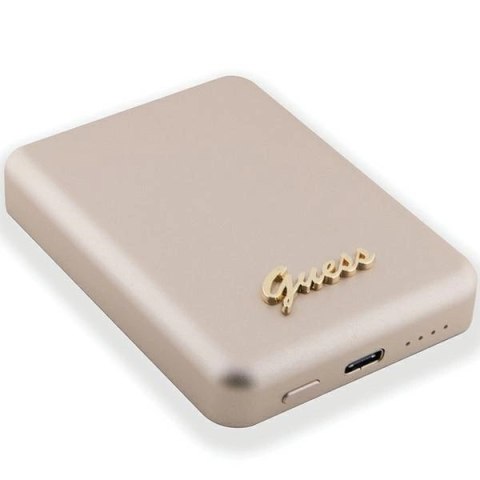 Powerbank indukcyjny Guess MagSafe Metal Script Logo 5W 3000mAh - złoty Powerbank indukcyjny Guess MagSafe Metal Script Logo 5W 3000mAh - złoty