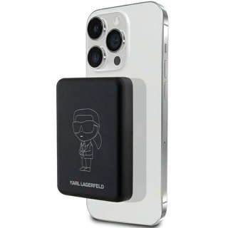 Powerbank indukcyjny Karl Lagerfeld NFT Outline Ikonik MagSafe 5000mAh - czarny