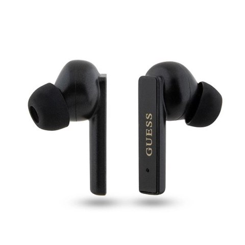 Słuchawki Bluetooth Guess Printed Logo TWS + stacja dokująca - czarne Słuchawki Bluetooth Guess Printed Logo TWS + stacja dokująca - czarne