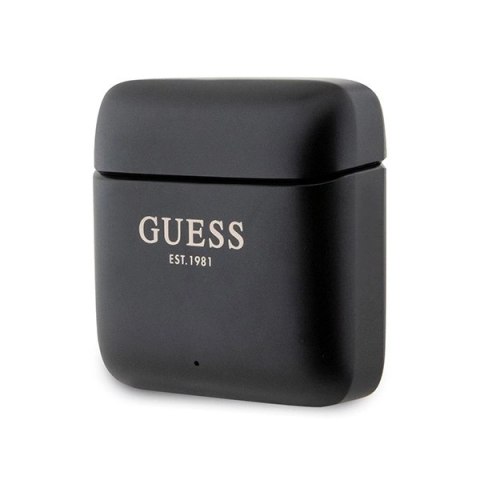 Słuchawki Bluetooth Guess Printed Logo TWS + stacja dokująca - czarne Słuchawki Bluetooth Guess Printed Logo TWS + stacja dokująca - czarne