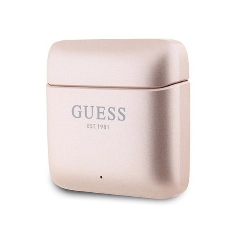 Słuchawki Bluetooth Guess Printed Logo TWS + stacja dokująca - różowo-złote Słuchawki Bluetooth Guess Printed Logo TWS + stacja dokująca - różowo-złote