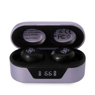 Słuchawki Bluetooth Guess TWS + stacja dokująca - fioletowe