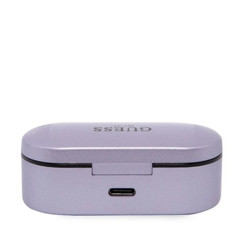 Słuchawki Bluetooth Guess TWS + stacja dokująca - fioletowe Słuchawki Bluetooth Guess TWS + stacja dokująca - fioletowe