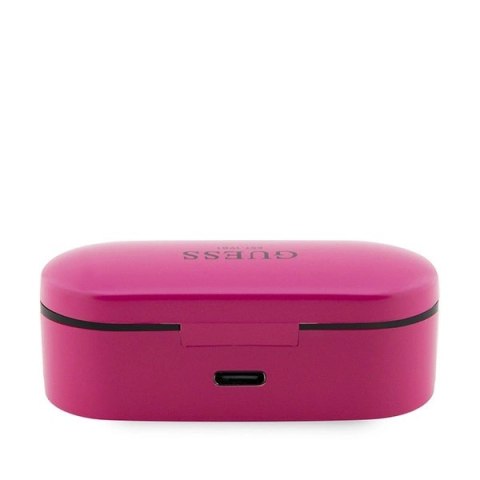 Słuchawki Bluetooth Guess TWS + stacja dokująca - różowe Słuchawki Bluetooth Guess TWS + stacja dokująca - różowe