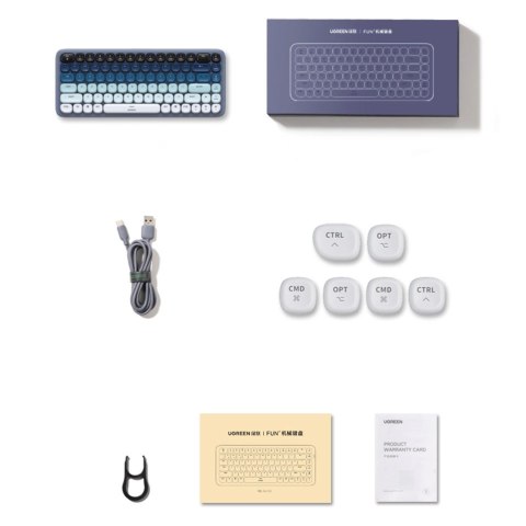 Bezprzewodowa klawiatura mechaniczna Ugreen KU101 Bluetooth / USB-C z podświetleniem - niebieska Bezprzewodowa klawiatura mechaniczna Ugreen KU101 Bluetooth / USB-C z podświetleniem - niebieska