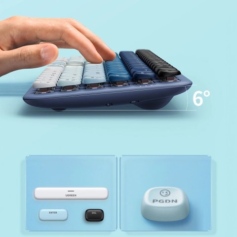 Bezprzewodowa klawiatura mechaniczna Ugreen KU101 Bluetooth / USB-C z podświetleniem - niebieska Bezprzewodowa klawiatura mechaniczna Ugreen KU101 Bluetooth / USB-C z podświetleniem - niebieska