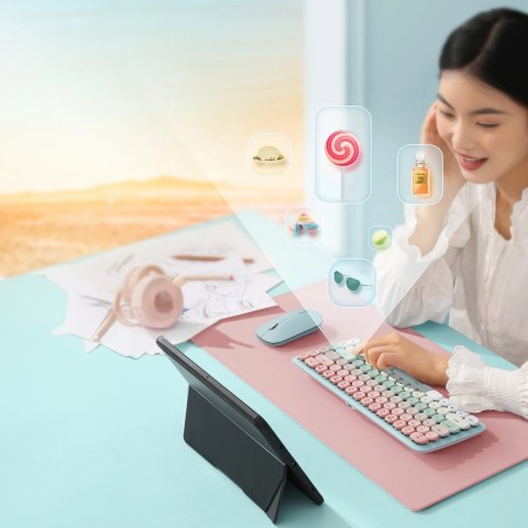 Bezprzewodowa klawiatura mechaniczna Ugreen KU101 Bluetooth / USB-C z podświetleniem - różowa Bezprzewodowa klawiatura mechaniczna Ugreen KU101 Bluetooth / USB-C z podświetleniem - różowa