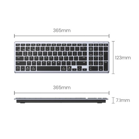 Bezprzewodowa klawiatura membranowa Ugreen KU005 Bluetooth / 2.4 GHz - czarna Bezprzewodowa klawiatura membranowa Ugreen KU005 Bluetooth / 2.4 GHz - czarna