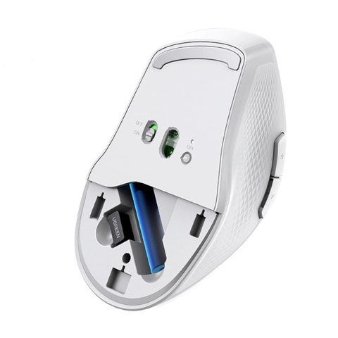 Bezprzewodowa mysz Ugreen MU101 ergonomiczna Bluetooth / 2.4 GHz - biała Bezprzewodowa mysz Ugreen MU101 ergonomiczna Bluetooth / 2.4 GHz - biała