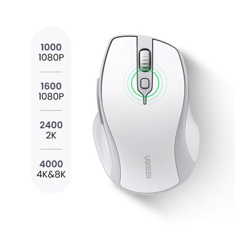 Bezprzewodowa mysz Ugreen MU101 ergonomiczna Bluetooth / 2.4 GHz - biała Bezprzewodowa mysz Ugreen MU101 ergonomiczna Bluetooth / 2.4 GHz - biała