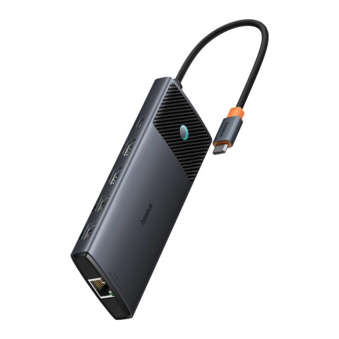 HUB 10w1 Baseus Metal Gleam Series USB-C do USB-C PD / USB-C / 3x USB-A / 2x HDMI / RJ-45 / SD / TF - czarny HUB 10w1 Baseus Metal Gleam Series USB-C do USB-C PD / USB-C / 3x USB-A / 2x HDMI / RJ-45 / SD / TF - czarny