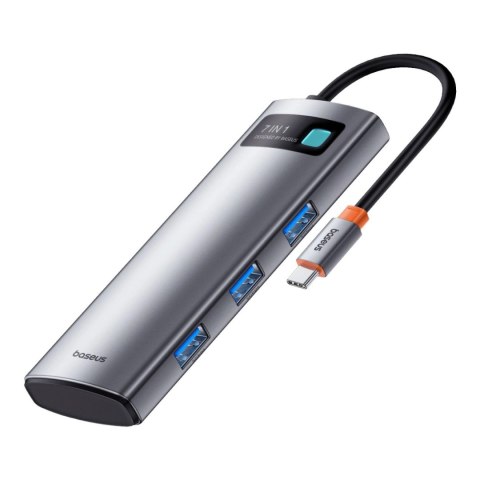 HUB 7w1 Baseus Metal Gleam Series USB-C do USB-C PD / 3x USB-A / HDMI / SD TF - szary HUB 7w1 Baseus Metal Gleam Series USB-C do USB-C PD / 3x USB-A / HDMI / SD TF - szary