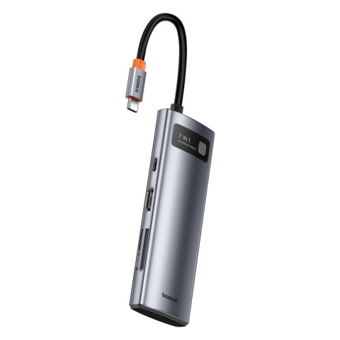 HUB 7w1 Baseus Metal Gleam Series USB-C do USB-C PD / 3x USB-A / HDMI / SD TF - szary HUB 7w1 Baseus Metal Gleam Series USB-C do USB-C PD / 3x USB-A / HDMI / SD TF - szary
