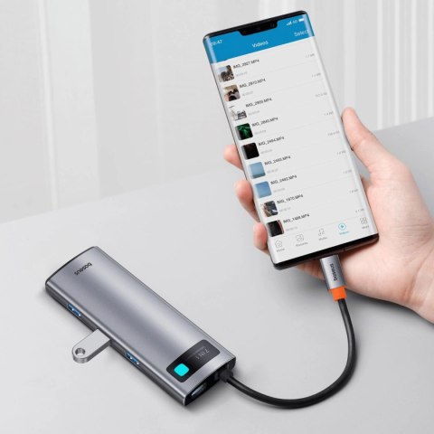 HUB 7w1 Baseus Metal Gleam Series USB-C do USB-C PD / 3x USB-A / HDMI / SD TF - szary HUB 7w1 Baseus Metal Gleam Series USB-C do USB-C PD / 3x USB-A / HDMI / SD TF - szary