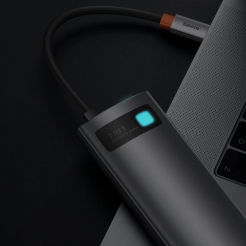 HUB 7w1 Baseus Metal Gleam Series USB-C do USB-C PD / 3x USB-A / HDMI / SD TF - szary HUB 7w1 Baseus Metal Gleam Series USB-C do USB-C PD / 3x USB-A / HDMI / SD TF - szary