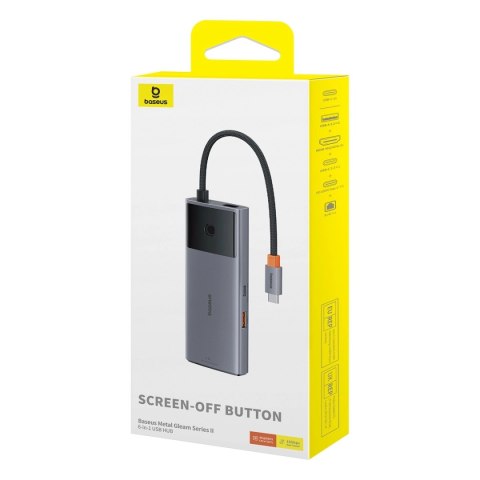 HUB USB 6w1 Baseus Metal Gleam Series II USB-A/USB-C/USB-C PD/HDMI/RJ45 - czarny HUB USB 6w1 Baseus Metal Gleam Series II USB-A/USB-C/USB-C PD/HDMI/RJ45 - czarny
