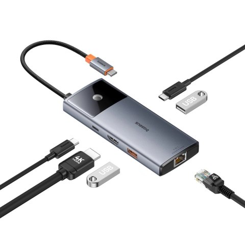 HUB USB 6w1 Baseus Metal Gleam Series II USB-A/USB-C/USB-C PD/HDMI/RJ45 - czarny HUB USB 6w1 Baseus Metal Gleam Series II USB-A/USB-C/USB-C PD/HDMI/RJ45 - czarny