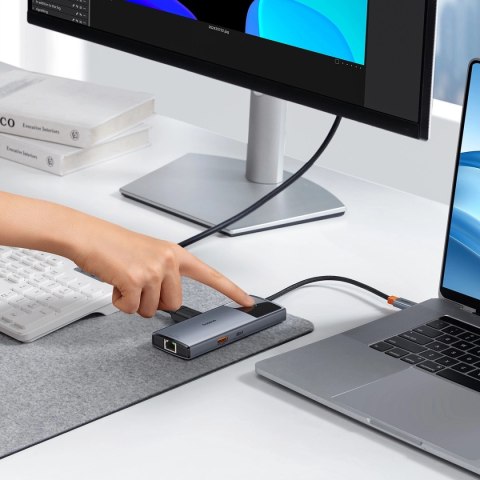 HUB USB 6w1 Baseus Metal Gleam Series II USB-A/USB-C/USB-C PD/HDMI/RJ45 - czarny HUB USB 6w1 Baseus Metal Gleam Series II USB-A/USB-C/USB-C PD/HDMI/RJ45 - czarny