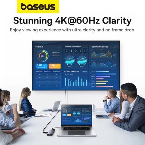 HUB USB 6w1 Baseus Metal Gleam Series II USB-A/USB-C/USB-C PD/HDMI/RJ45 - czarny HUB USB 6w1 Baseus Metal Gleam Series II USB-A/USB-C/USB-C PD/HDMI/RJ45 - czarny