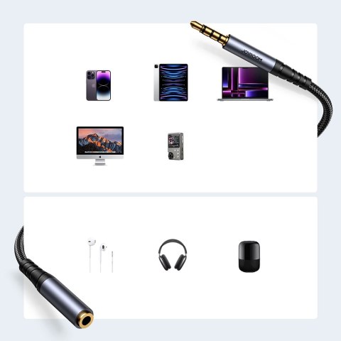Joyroom kabel audio stereo AUX 3,5 mm mini jack(męski) - mini jack(żeński) 1.2 m czarny (SY-A09) Joyroom kabel audio stereo AUX 3,5 mm mini jack(męski) - mini jack(żeński) 1.2 m czarny (SY-A09)
