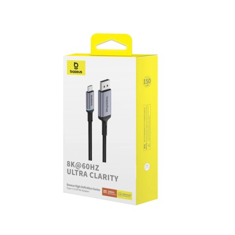 Kabel jednokierunkowy Baseus High Definition Series USB-C do DisplayPort 1.4 8K 60Hz 1.5m - czarny Kabel jednokierunkowy Baseus High Definition Series USB-C do DisplayPort 1.4 8K 60Hz 1.5m - czarny