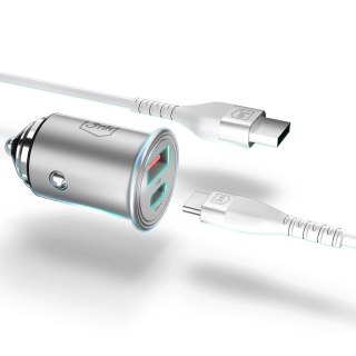 Ładowarka samochodowa 3mk Hyper Car Charger 45W USB-C USB-A - srebrna