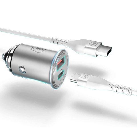 Ładowarka samochodowa 3mk Hyper Car Charger 45W USB-C USB-A - srebrna
