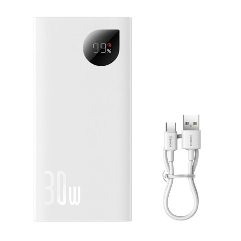 Powerbank Baseus Adaman2 z wyświetlaczem cyfrowym 2x USB-A / 1x USB-C 10000mAh 30W - biały Powerbank Baseus Adaman2 z wyświetlaczem cyfrowym 2x USB-A / 1x USB-C 10000mAh 30W - biały