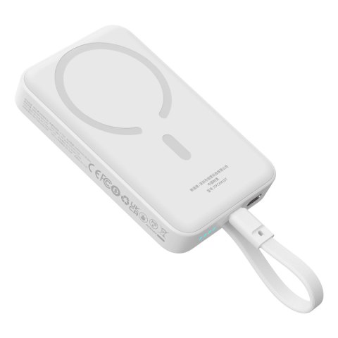 Powerbank Baseus Magnetic Mini MagSafe 10000mAh 30W z wbudowanym kablem USB-C - biały + kabel Baseus Simple Series USB-C - USB-C Powerbank Baseus Magnetic Mini MagSafe 10000mAh 30W z wbudowanym kablem USB-C - biały + kabel Baseus Simple Series USB-C - USB-C