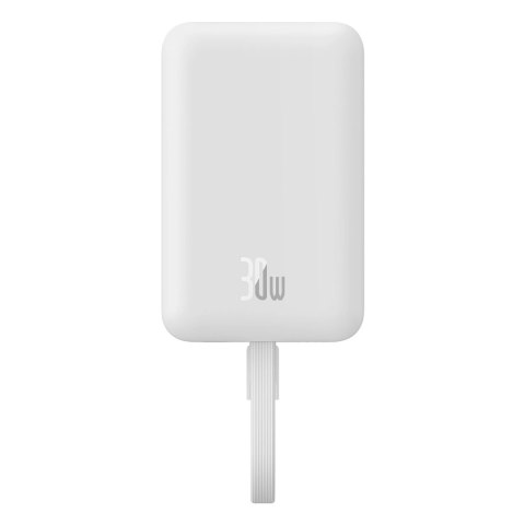 Powerbank Baseus Magnetic Mini MagSafe 10000mAh 30W z wbudowanym kablem USB-C - biały + kabel Baseus Simple Series USB-C - USB-C Powerbank Baseus Magnetic Mini MagSafe 10000mAh 30W z wbudowanym kablem USB-C - biały + kabel Baseus Simple Series USB-C - USB-C