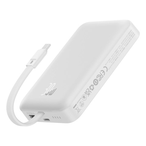 Powerbank Baseus Magnetic Mini MagSafe 10000mAh 30W z wbudowanym kablem USB-C - biały + kabel Baseus Simple Series USB-C - USB-C Powerbank Baseus Magnetic Mini MagSafe 10000mAh 30W z wbudowanym kablem USB-C - biały + kabel Baseus Simple Series USB-C - USB-C