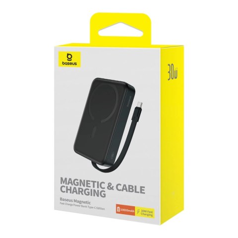 Powerbank Baseus Magnetic Mini MagSafe 10000mAh 30W z wbudowanym kablem USB-C - czarny + kabel Baseus Simple Series USB-C - USB- Powerbank Baseus Magnetic Mini MagSafe 10000mAh 30W z wbudowanym kablem USB-C - czarny + kabel Baseus Simple Series USB-C - USB-
