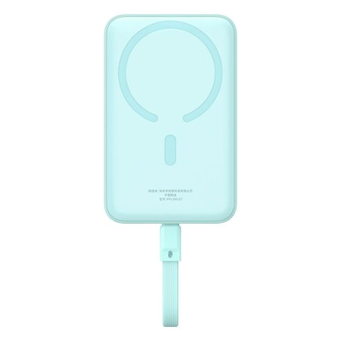 Powerbank Baseus Magnetic Mini MagSafe 10000mAh 30W z wbudowanym kablem USB-C - niebieski + kabel Baseus Simple Series USB-C - U Powerbank Baseus Magnetic Mini MagSafe 10000mAh 30W z wbudowanym kablem USB-C - niebieski + kabel Baseus Simple Series USB-C - U
