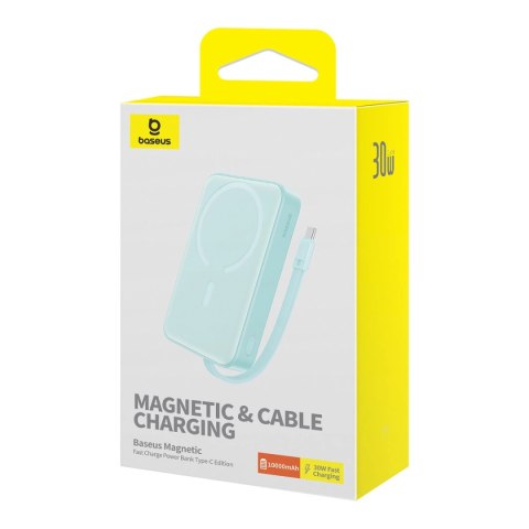 Powerbank Baseus Magnetic Mini MagSafe 10000mAh 30W z wbudowanym kablem USB-C - niebieski + kabel Baseus Simple Series USB-C - U Powerbank Baseus Magnetic Mini MagSafe 10000mAh 30W z wbudowanym kablem USB-C - niebieski + kabel Baseus Simple Series USB-C - U