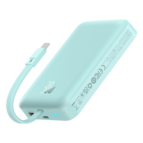 Powerbank Baseus Magnetic Mini MagSafe 10000mAh 30W z wbudowanym kablem USB-C - niebieski + kabel Baseus Simple Series USB-C - U Powerbank Baseus Magnetic Mini MagSafe 10000mAh 30W z wbudowanym kablem USB-C - niebieski + kabel Baseus Simple Series USB-C - U