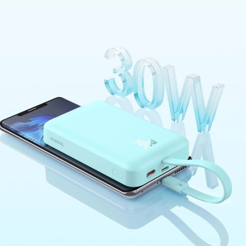 Powerbank Baseus Magnetic Mini MagSafe 10000mAh 30W z wbudowanym kablem USB-C - niebieski + kabel Baseus Simple Series USB-C - U Powerbank Baseus Magnetic Mini MagSafe 10000mAh 30W z wbudowanym kablem USB-C - niebieski + kabel Baseus Simple Series USB-C - U