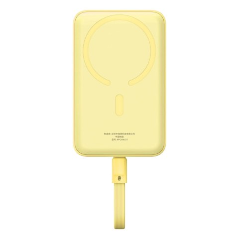 Powerbank Baseus Magnetic Mini MagSafe 10000mAh 30W z wbudowanym kablem USB-C - żółty + kabel Baseus Simple Series USB-C - USB-C Powerbank Baseus Magnetic Mini MagSafe 10000mAh 30W z wbudowanym kablem USB-C - żółty + kabel Baseus Simple Series USB-C - USB-C